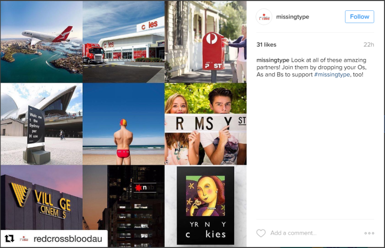 'Missing Type' campaign (Instagram)