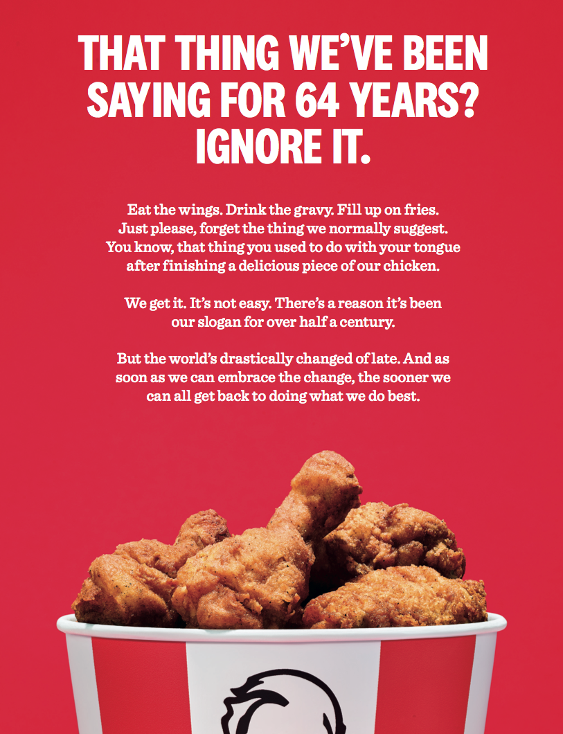 KFC Puts A Global Pause On Its Finger Lickin Good In Light Of COVID B T